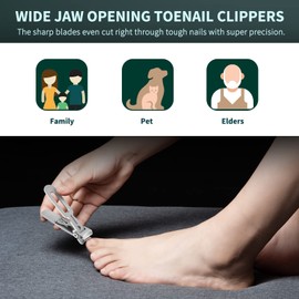 VANWIN Large Nail Clippers Set, Toenail Clippers Set for Ingrown or Thick Toenails, Nail Clippers with Wide Mouth and Durable Sharp Stainless Steel Blades for Podiatrists Seniors