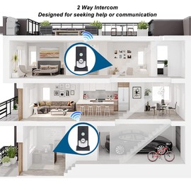 2 Way Talk Voice Intercom Doorbell Home Caregiver Pager Intercom Long Range Indoor Outdoor Intercomunicador Doorbell System Fit for Home Hospital Office (Black)