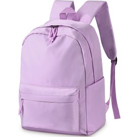 Cunno School Backpack for Teen Girls Boys Kids Cute Nylon Bookbag Waterproof Preppy Backpack Travel Laptop Bag for Students(Purple,Simple Style)