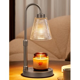Innqoo Gray Candle Warmer Lamp with Timer, Dimmable Candle Warmer for Jar Candles, Height Adjustable Wax Melts Warmer, Birthday Gifts for Women Mom, House Warming Gifts New Home Decor