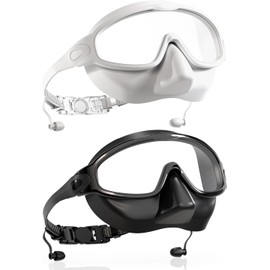 Aegend Swim Goggles with Nose Cover for Adults, 2 Pack Wide View Swimming Goggles Anti-Fog/UV No Leak for Men & Women