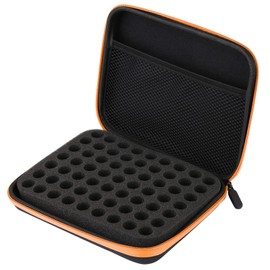 Estuche de almacenamiento de aceites esenciales, 63 botellas, bolsa de almacenamiento portátil de aceites esenciales de aromaterapia, caja organizadora con asa práctica, caja de almacenamiento de esmalte de uñas impermeable para aceites esenciales (negro