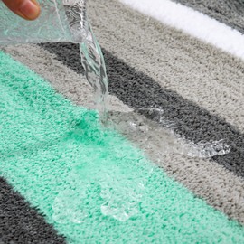 MIULEE Bath Mats Extra Soft Non Slip Absorbent Shower Mat Bathroom Rug Door Mat Inside Kitchen Rugs Carpet Washable for Bedroom Kitchen Entrance 20x24 Inch 50x60cm Green and Grey