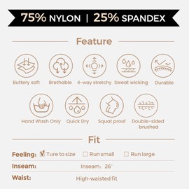 Aoxjox High Waisted Workout Leggings for Women Scrunch Tummy Control Luna Buttery Soft Yoga Pants 26", Black, X-Small