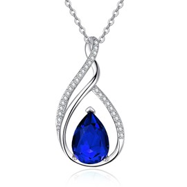 JIYVY32 Infinity Necklace White Gold Infinity Pendant Necklaces for Women Mom Mother Birthstone Jewelry Gifts for Women Sapphire Necklace September Birthstone Necklaces