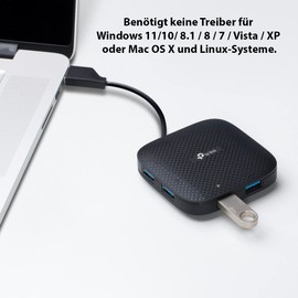 TP-Link 4-Port USB 3.0 Data Hub, Windows Mac OS and Linux, Ultra Compact Design, No Driver Required, Up to Four Devices at the Same Time (UH400) (Refurbished)
