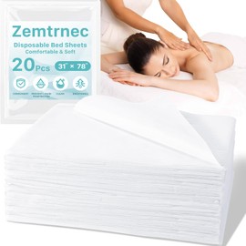Cabaubl 20Pieces Disposable Bed Sheets,Non Woven Fabric Massage Table Sheets 31" x 78",Breathable Spa Bed Covers Waterproof and Oilproof for Spas Beauty Salons Lash Bed(White)