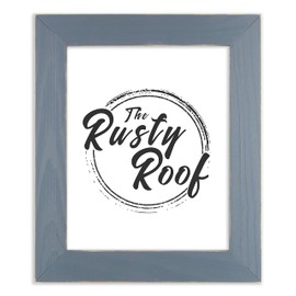 The Rusty Roof-8x24- Distressed Everly Slate Blue - Solid Wood- Handmade Wooden Frame