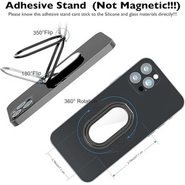 Phone Ring Holder Finger Kickstand, 360° Rotation Cell Phone Ring Holder Stand Metal Phone Back Grip for Magnetic Car Mount Foldable Cell Phone Stand Compatible with Most Smartphones