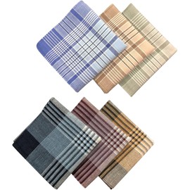 SAIPOM 6PCS Cotton Men's Handkerchiefs, Soft Gents Hankies Set, 40 x 40CM Soft Cotton Pocket Hanks, Men's Stripe Checkered Pattern Handkerchiefs, Assorted Cotton Handkerchiefs, Pocket Square Hankies