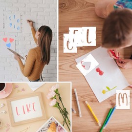 Letter Stencil 42 Pieces 2 Inch Stencil Letters Craft Number Letter Symbol Stencil Reusable Painting Stencil for Wall Inkjet Painting Wooden Sign Wall Art DIY