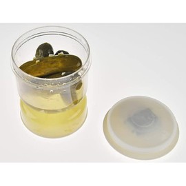 Home-X Leak-Free Hourglass Draining Jar, Juice Separator, Pickle and Olive Container, Clear BPA-Free, 5 ¾” L x 4 ¾” W x 4 ½” H.