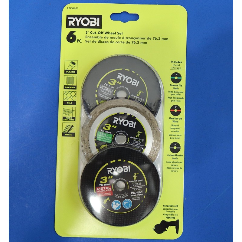 Ryobi 3 in. Carbide Cut Off Wheel Set (6-Piece)