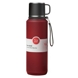 XUDREZ Stainless Steel Water Bottle with Layered Filter for Thermos Flask Hot and Cold Drinks - Keeps 24 Hours - Leakproof Vacuum Insulated Bottles with Mugs for Coffee Work Milk (Red,1500ml/50oz)