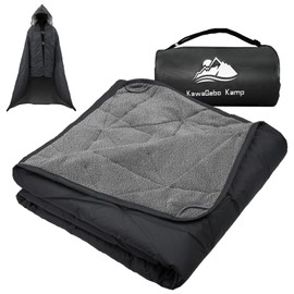 KawaGebo Kamp Outdoor Waterproof Blanket, Foldable Fleece Stadium Blanket for Outdoor Sports Event, Camping, Concerts, Car, Pet, Picnics - Windproof, Wearable, Machine Washable 80" x 58"