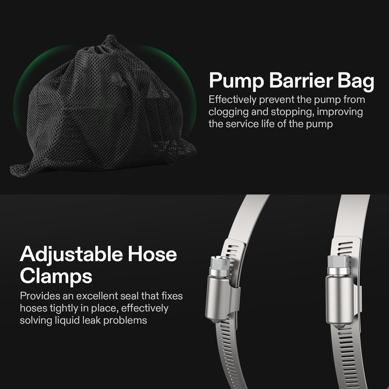 VIVOSUN 2600 GPH Submersible Water Pump with Barrier Bag, Ultra
