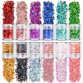 Gel de Purpurina para Cuerpo y Rostro - Purpurina Gruesa Holográfica para Maquillaje, Cabello, Labios y Ojos | Maquillaje en Gel Brillante para Uso en Cuerpo, Rostro y Pelo | Ideal para Fiestas y Eventos (Multicolor)