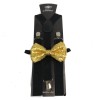 coool Gold Sequin Bow Tie & Black Suspender Set Tuxedo