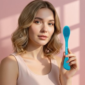 RamPula Face Scrubber, 2 in 1 Silicone Facial Cleansing Brush, Face Exfoliator Blackhead Acne Pore Pad Face Wash Brush for Deep Cleaning Skin Care, Applicator for Mud, Clay, Body Lotion, DIY Mask