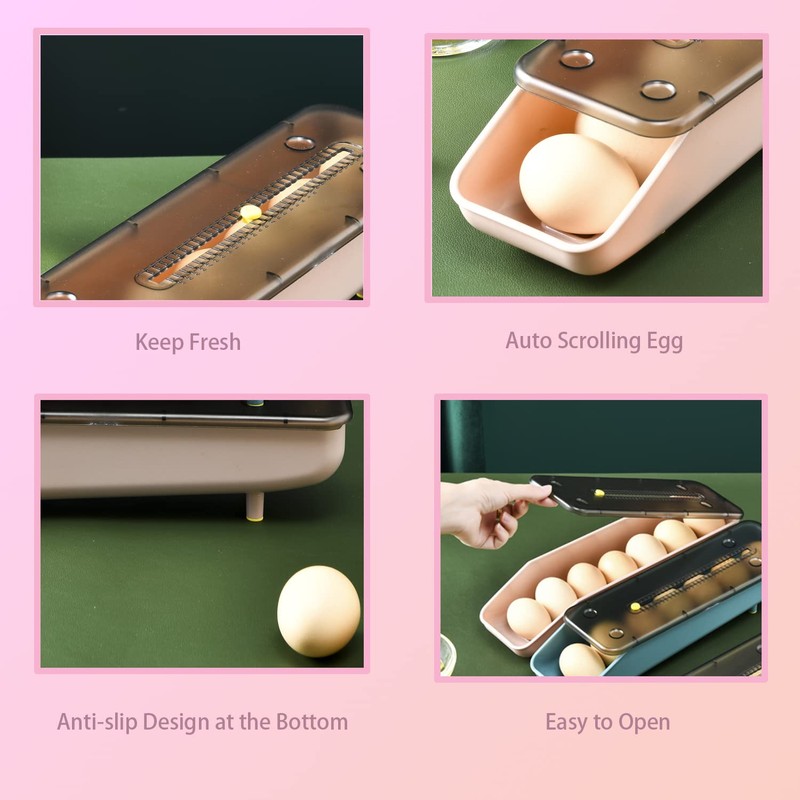 QeeHeng Egg Holder for Refrigerator with 4 Pack Stainless Steel