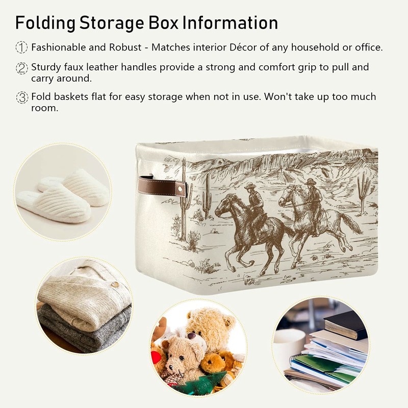 WELLDAY Storage Basket Western Desert Cowboy Closet Storage Bin Cube