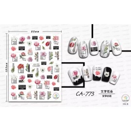 Unbranded 3D Nail Stickers Rose Flower Letter Follow Your Heart Self-Adhesive Slider NH7