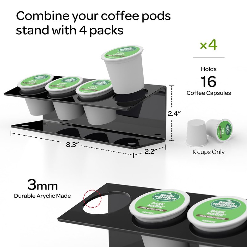 LifeMoreasy K Cup Holders, Acrylic Coffee Pods Organizer Stand Magnetic