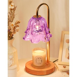 Funslive Purple Candle Warmer Lamp with Timer Dimmable, Flower Candle Warming Light Height Adjustable, Wax Melt Warmer for Jar Scented Candles, Christmas Birthday House Warming Gifts for Women Mom