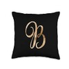 Monogram Alphabet Letter B Black Background Throw Pillow