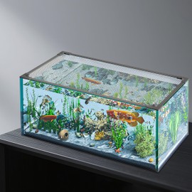 GlideSpark Fish Tank Lid Magnetic Aquarium Lid DIY Size Fish Tank Cover Anti-Jumping Net Soft and Strong Mesh Protect Fish Jumping Out Easy Installation Washable (Gray, 28''x16'' Fit for ≤20 Gallon)