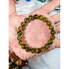 RAYON Dragon Skin Agate bead bracelet for MEN Stretch 10mm 7, 7.5, 8, or 8.5 inch
