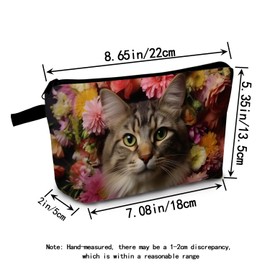 MoCaliduccious Flower Cat Print Women Makeup Bag Travel Cosmetic Organizer Bag Small Zipper Toiletry Bag