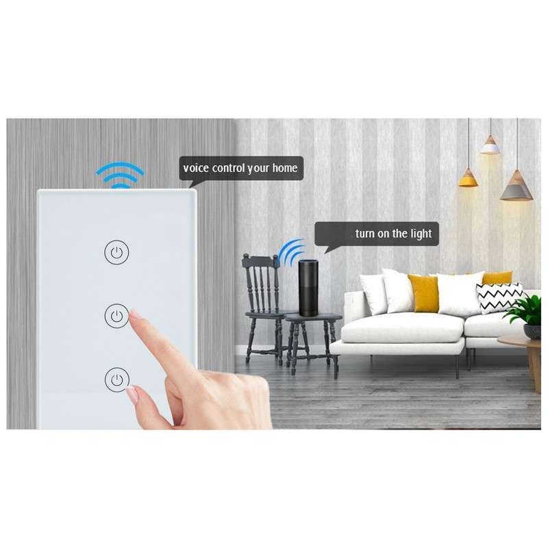 3 Gang Smart Touch Switch Glass Panel Voice APP Remote