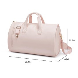 Garment Duffle Bags for Travel,Convertible Carry on Garment Bag with Shoe Compartment,2 in 1 Faux Leather Waterproof Travel Suit Bag with Shoulder Strap for Men Women