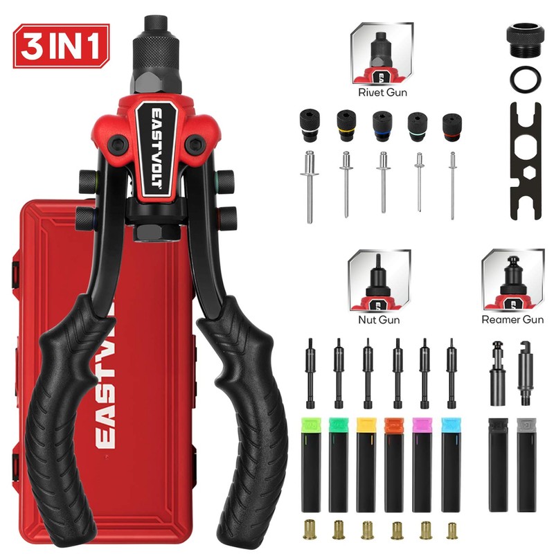 Eastvolt Rivet Nut Tool, 3 in 1 Hand Rivet, Rivet