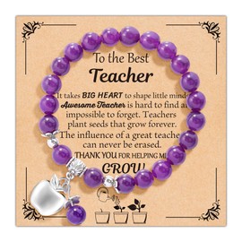U-Zomir Teacher Appreciation Gifts for Women, Teacher Gifts Natural Stone Bracelet with Message Card for Appreciation Week Christmas Valentines from Student