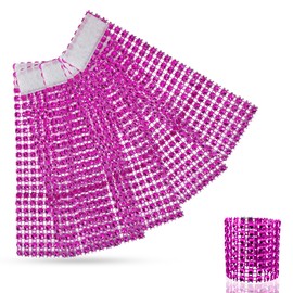 Trimming Shop Glittering Napkins Rings Rhinestone Look Napkins Wrap Holder for Banquets, Weddings, Essentials, Christmas, Parties, 13 cm x 4 cm - Hot Pink