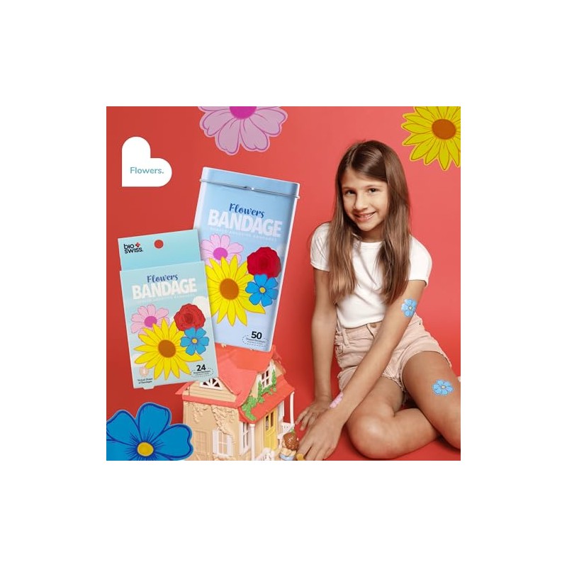 BioSwiss Vendas autoadhesivas con forma de flores, sin látex, estériles,