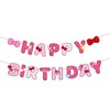 Cartoon Happy Birthday Banner, Pre-String Pink Birthday Party Hanging Banner