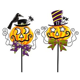 Evergreen 40" H Glow in The Dark Jack O Lanterns Set of 2 Garden Stake