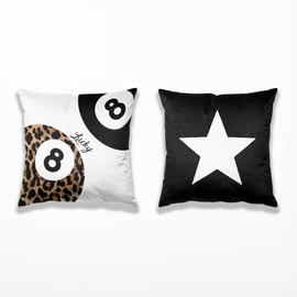 TopXmai Preppy Y2K 8 Ball Trendy Leopard Print Pillow Covers 18x18 Set of 2, Funky Y2K Coquette Preppy Cheetah Star Lucky 8 Ball Aesthetic Pillow Covers for Girls Room Dorm Apartment