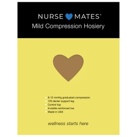 Nurse Mates Mild Graduated Compression Support Pantyhose | 8-12 mmHg | Reduce Leg Fatigue | Re-Inforced Toes | 1 Pair, Bronze, B