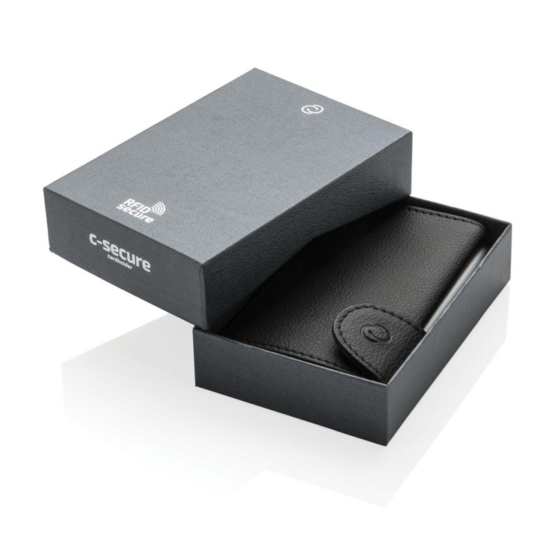 C-secure Card Holder in Black Faux Leather RFID NFC Blocker