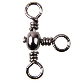 Fishing Swivels Triple Swivel Three 3 Way Cross-Line Barrel Fishing Swivels Set Brass T-Shape Triple Swivel Connector Fast Rolling Swivels Fishing Tackle 11 (Size 5#-50pcs)