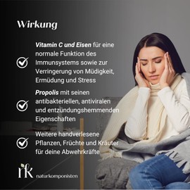 Immune Complex - 2 Months | Propolis, Ginseng, Ashwagandha, Curry Leaf, Myrrh | Vitamin C & Iron | 8 Fruit & Plant Substances | No Artificial Additives | Made in Germany