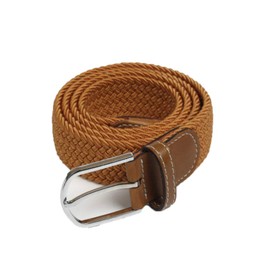 Men Belts, Elastic Braided Stretch Belt with Covered Leather Buckle, for Men's Jeans, Trouser Belts (Brown, S/M)