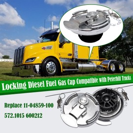 Locking Diesel Fuel Cap 2pcs Replacement for Peterbilt 379 389 579 4" Lever Style Semi Trucks Gas Tank Accessories Replace 11-04859-100 572.1015 600212 (Silver)