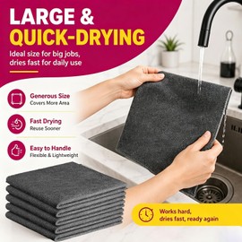 5 Pack Magic Cleaning Cloth, Thick Microfiber Streak Free Cleaning Wipes, Reusable Cleaning Towels for Window, Glass, Mirror, Car, Stainless Steel, 11.8×11.8 Inch