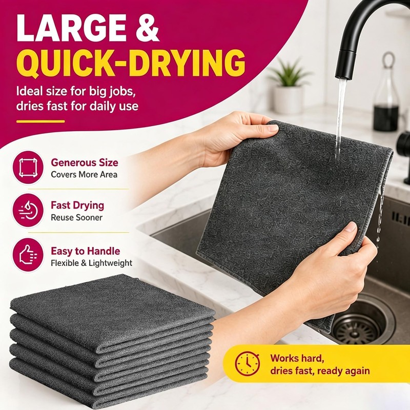 5 Pack Magic Cleaning Cloth, Thick Microfiber Streak Free Cleaning