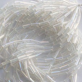 Crystal Iris Rainbow Bugle Beads Size 3 Czech Glass Full Hank Preciosa